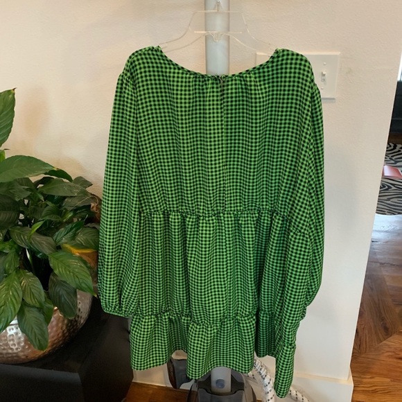 Topshop Maternity Gingham tiered Blouse- Size 12 L Black Green Check - Picture 2 of 7